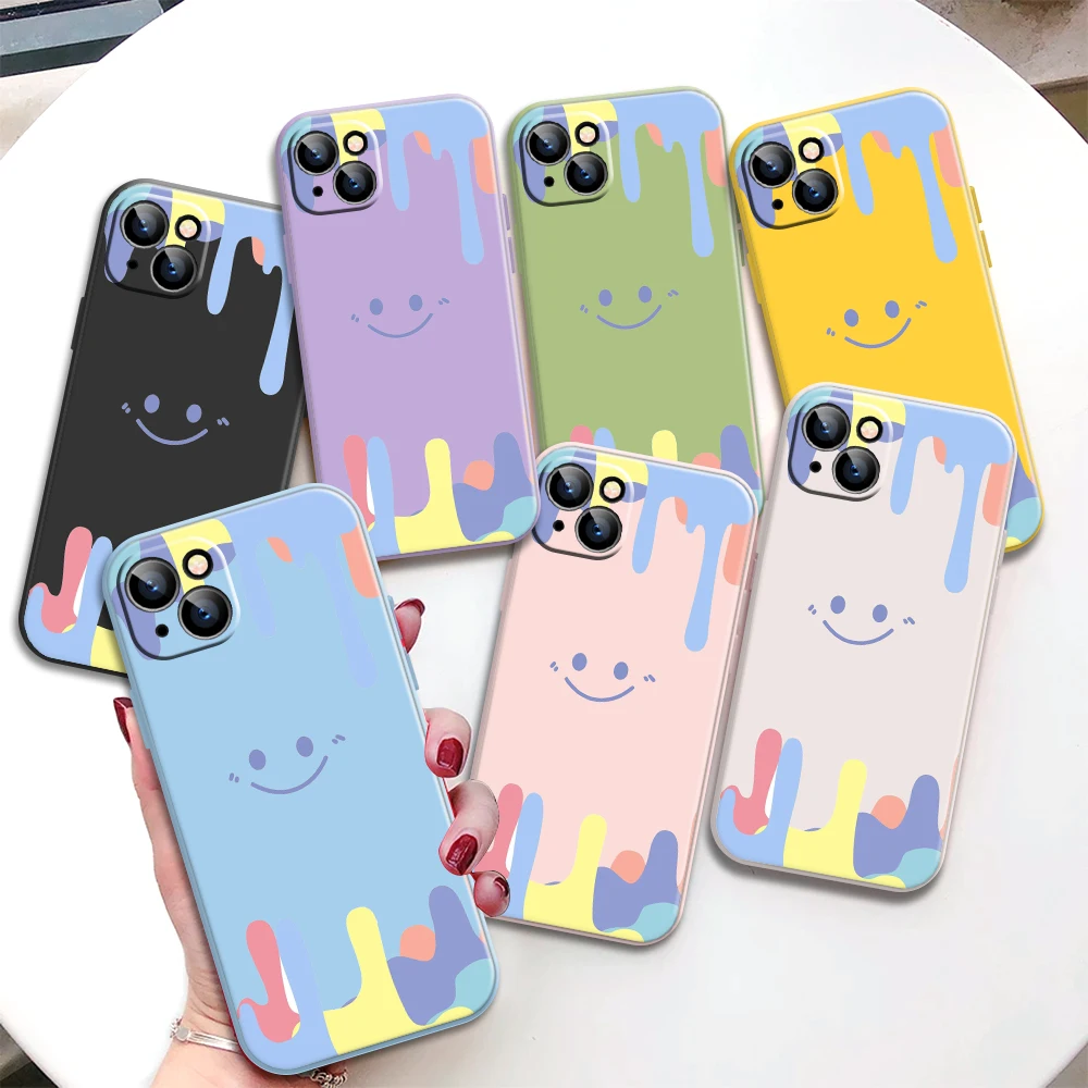 

Silicone Phone Case For iPhone 11 12 13 Pro MAX Mini XS X XR SE 2020 Colorful Smile Face Soft TPU Case For iPhone 6 6S 7 8 Plus