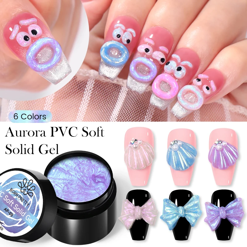 

BORN PRETTY Aurora PVC Soft Solid Gel Nail Polish 5ml Modeling Carving Gel Transparent Soak Off UV LED 3D Nail Art Pearl Gel