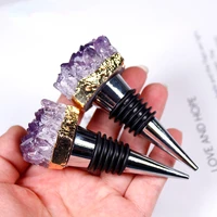 1pcs natural amethyst cluster shaped red wine champagne wine bottle stopper valentines wedding gifts reusable stopper