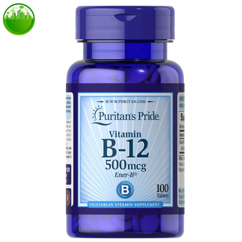 

US Puritan's Pride Vitamin B-12 500 Mcg Ener B 100 Tablets VEGETARIAN VITAMIN SUPPLEMENT,Cobalamin,Fast Dissolve,VB12