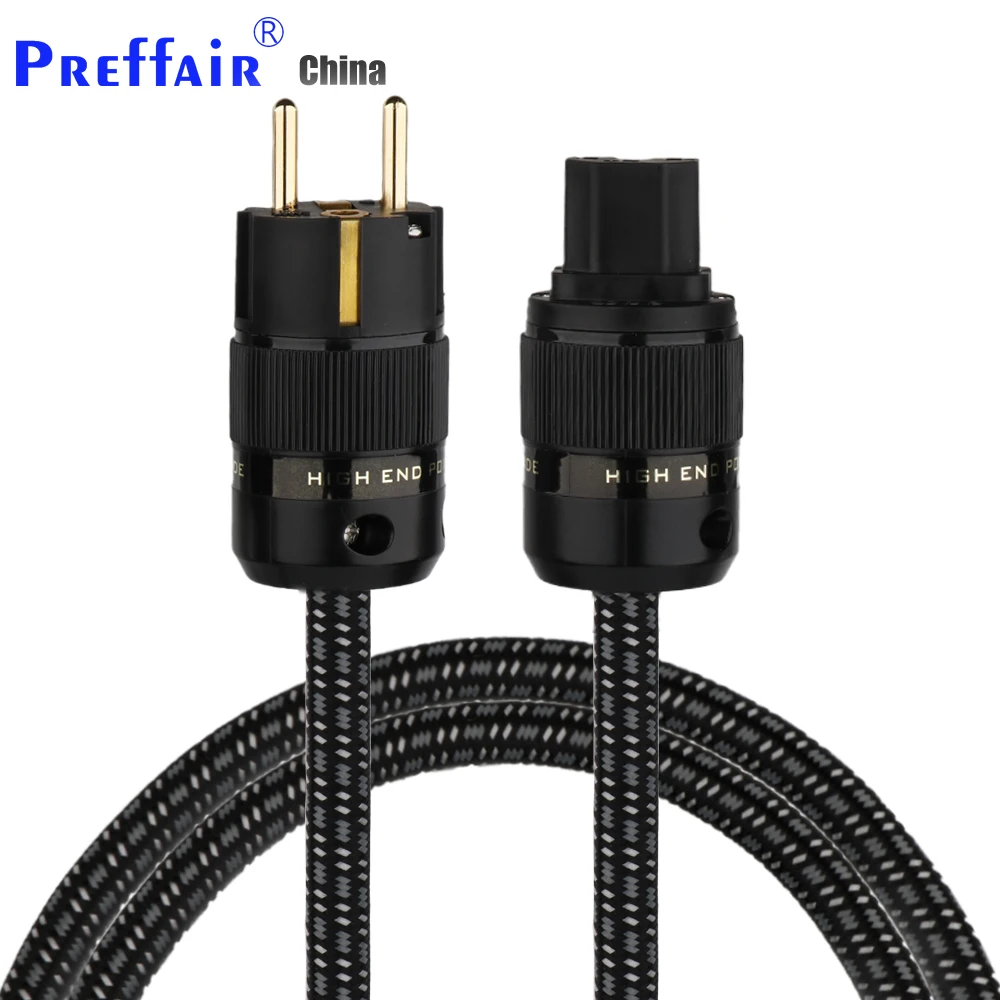 

Preffair OFC Copper Schuko Power Cord Hifi Cable Gold Plated EU Plug AC Extension Cable Audiophile For CD Tube Amplifier