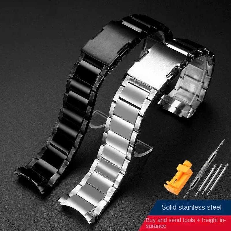 Фото Для Casio металлическая стальная полоса EQB-500/EQB-501/EQB-800 EQB-800BL сплошной изогнутый ремешок для часов 22 мм мужской ремешок для часов аксессуары №1
