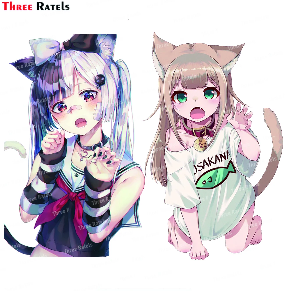 

Наклейки Three Ratels I823 Nekoha Shizuku для украшения автомобилей, комнат, шкафов, рабочего стола, детской