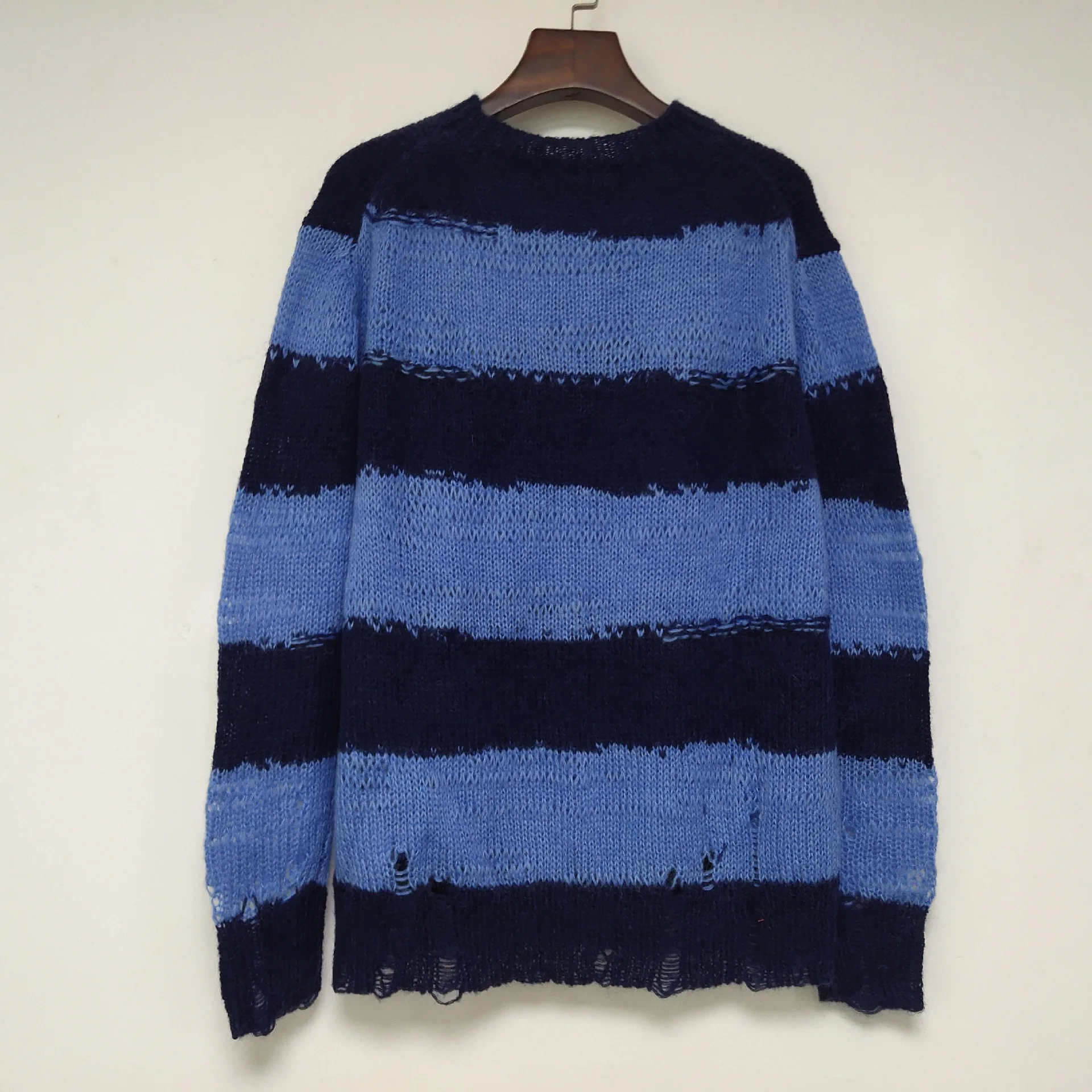 

2021 Autumn Thick Striped Long-sleeved Loose Knit Sweater Women (50% Mohair)