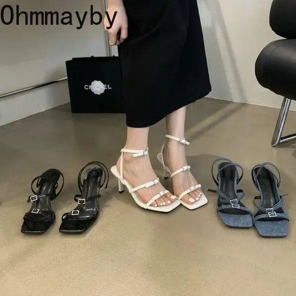 

2023 Summer Heel Women Sandal Fashion Crystal Open Toe Thin High Heel Shoes Ladies Elegant Party Dress Pumps Sandalias