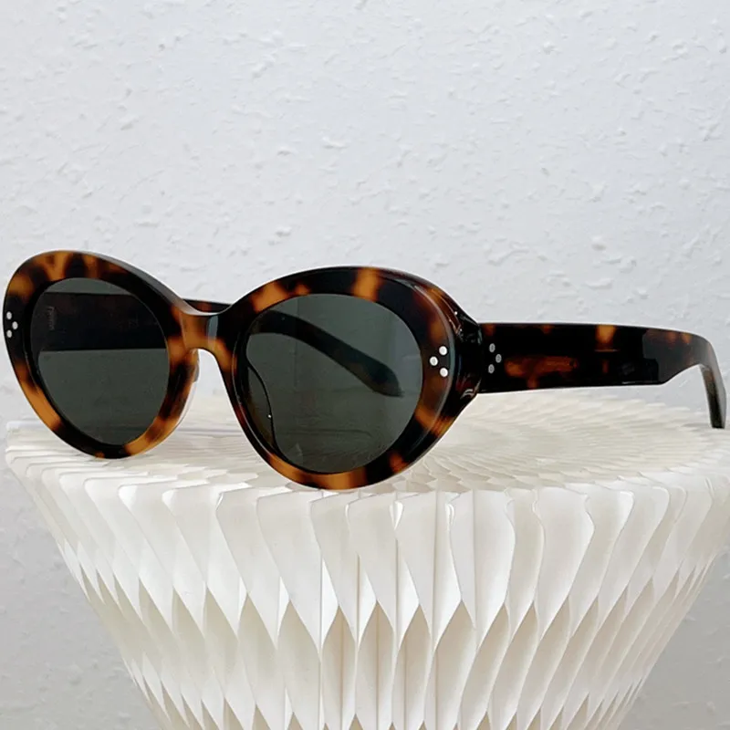 

2023 Fashion Women Small Oval Sunglasses UV400 53-21-145 Italy Acetates Fullrim HD Gradient Lens for Prescription Goggles