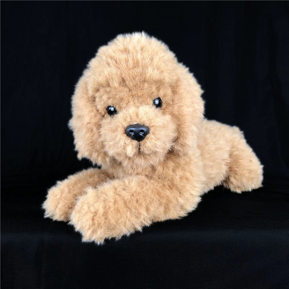 

lying plush Teddy dog toy lovely yellow dog doll gift about 38cm