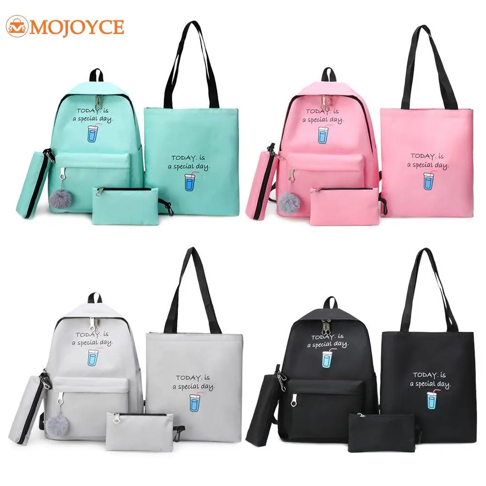 

Композитный рюкзак 4 шт./компл., женский холщовый дорожный рюкзак для девочек-подростков, сумка на плечо, чехол-карандаш, школьные принадлежн...