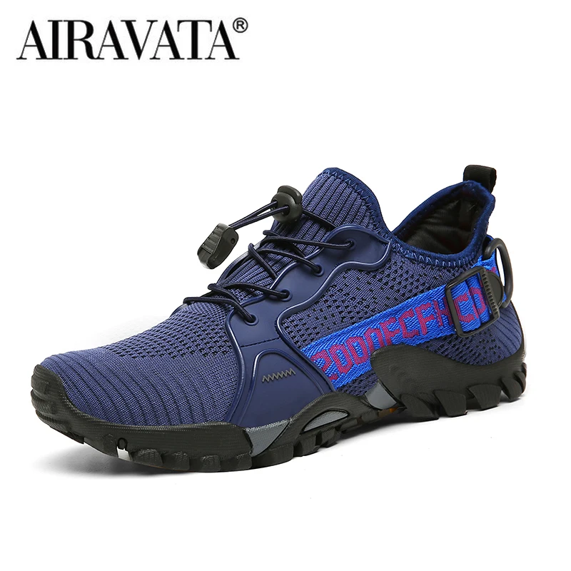 Men Hiking Shoes Breathable Anti Skidding Climbing Sneakers Elastic Slip on Comfortable Man Walking Shoes