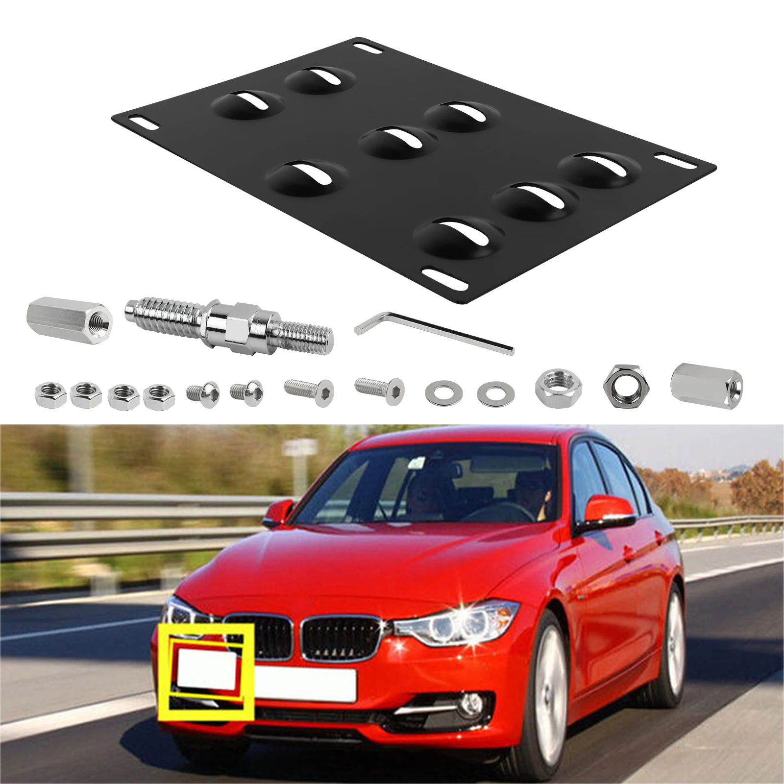 Фото Кронштейн для крепления номерного знака на бампер с крюком для BMW 328i 335i 528i E39 E46 E90 E91 E92 E93 X5 X6 Audi A4 A5 A7 TT Nissan №3