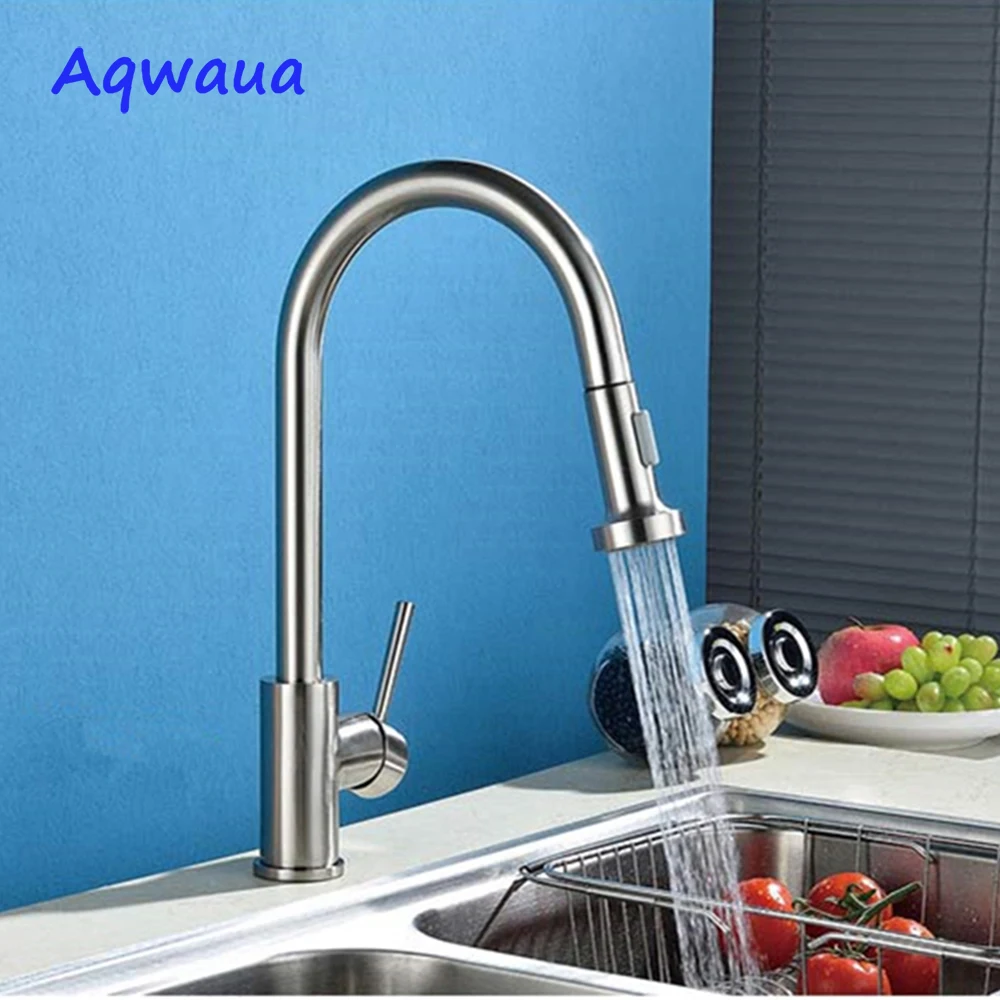 Кухонный смеситель Aqwaua с разъемом G1/2 двухфункциональный выдвижной спрей из