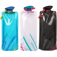 3pcs 700ml outdoor sports collapsible kettle reusableleakproof folding drinking water bottle portable for camping or hiking