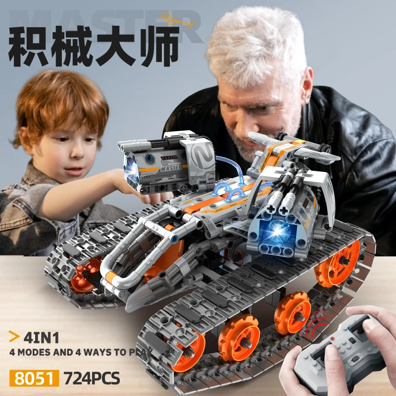

724pcs App Programming Car With Light 4 In 1 Puzzle Assembled Remote Control Racing Building Blocks Toy Boy Gift