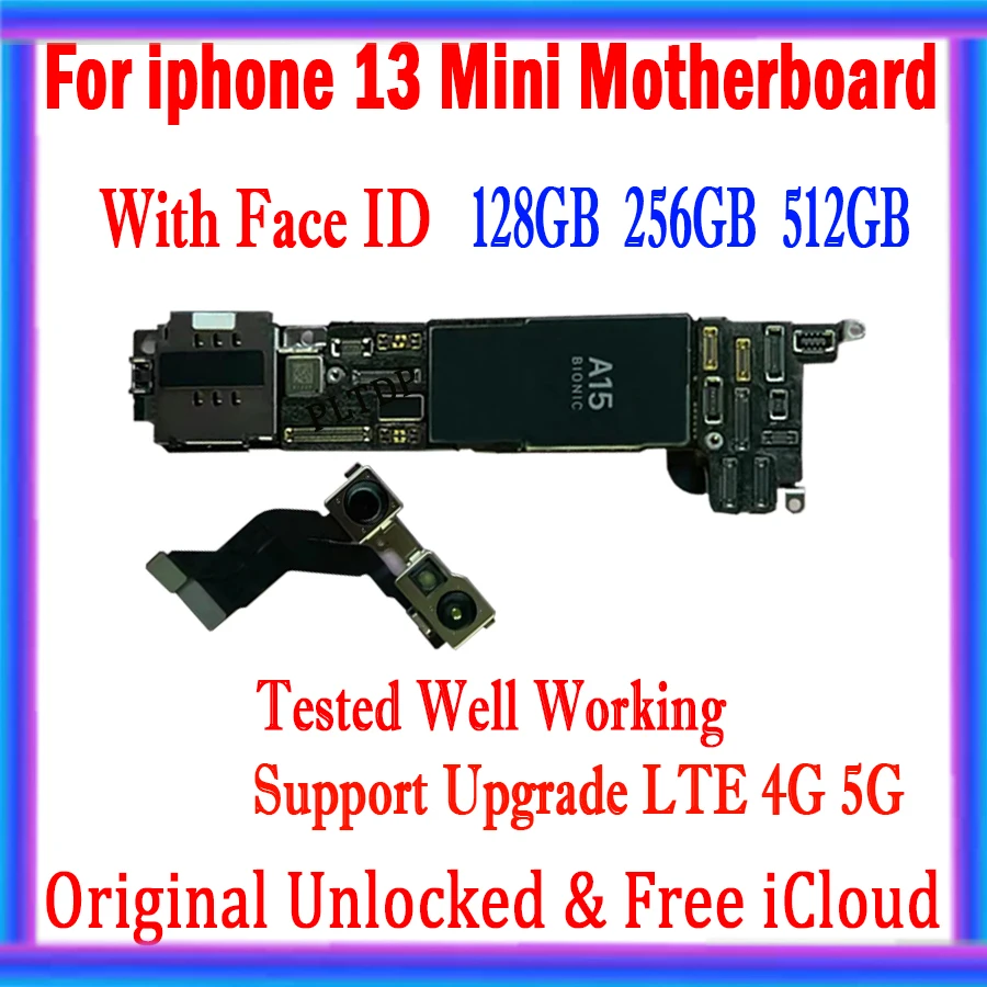 

For iPhone 13 Mini Motherboard With Face ID 128G 256G Original Unlocked Free iCloud Logic Board Full Tested Support Update Plate
