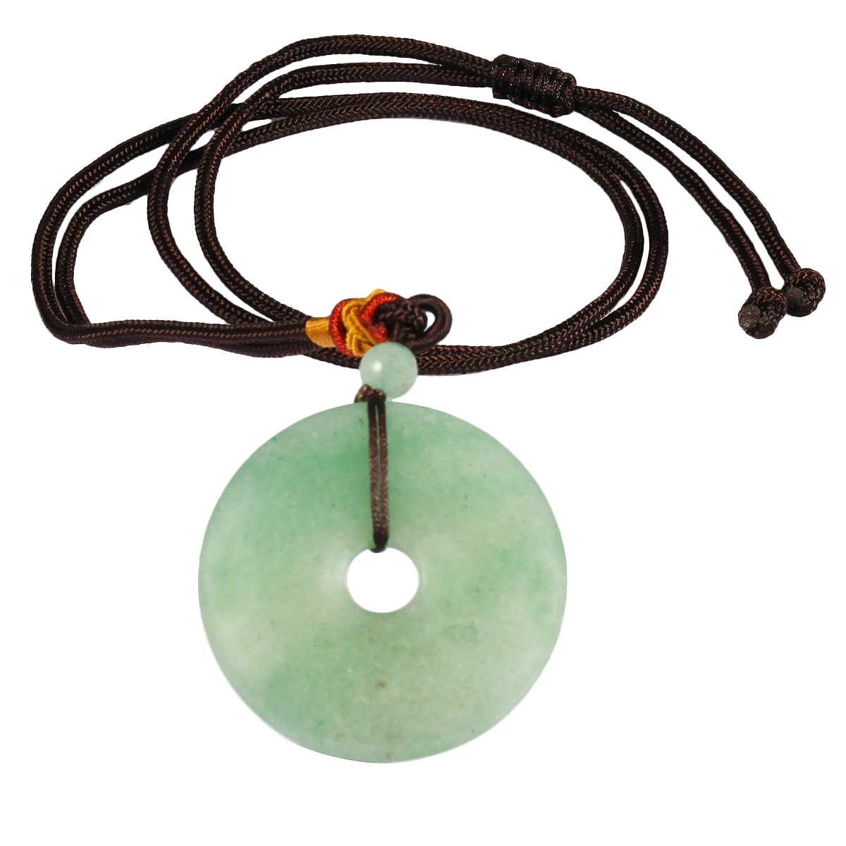 

Healing Crystal Stone Pendant Necklace Natural Green Aventurine Donut Shape Lucky Amulet Adjustable Jewelry For Women Men