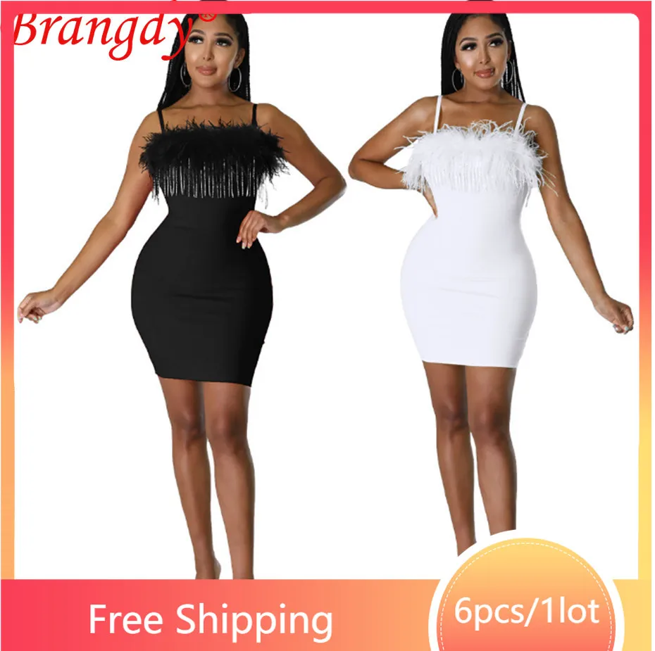 

6 шт., женское облегающее платье выше колена, без рукавов