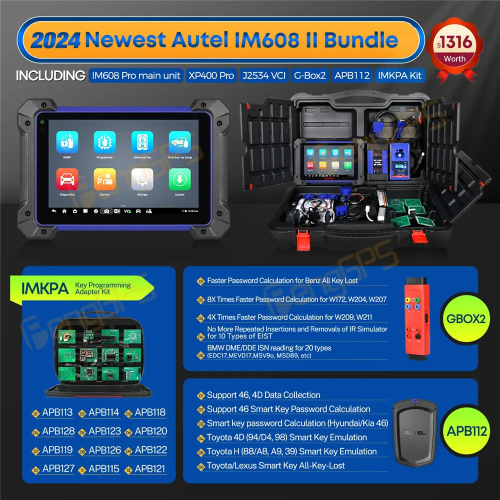 Автомобильный светодиодный диагностический инструмент Autel MaxiSys IM608 II Расширенный