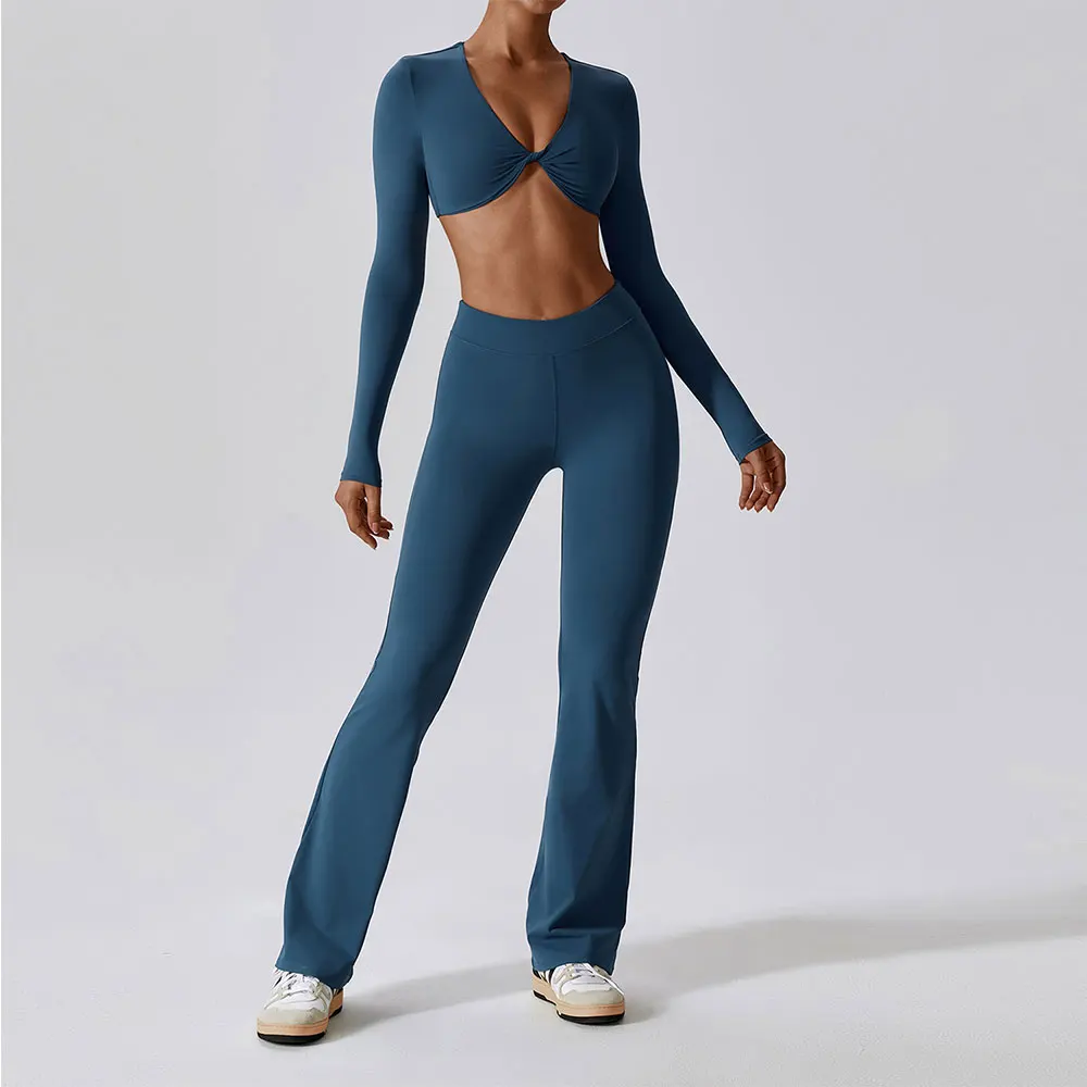 

Yoga Set 2PCS Seamless Women's Tracksuit Sportswear Workout Clothes Athletic Wear Gym Legging Fitness Long Sleeve Sports Suits