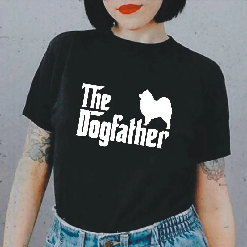 

Summer Short Sleeve Tee Shirt Femme Funny Samoyed Dogfather Birthday T Shirt Women Tops Fashion Casual Harajuku Camiseta Mujer
