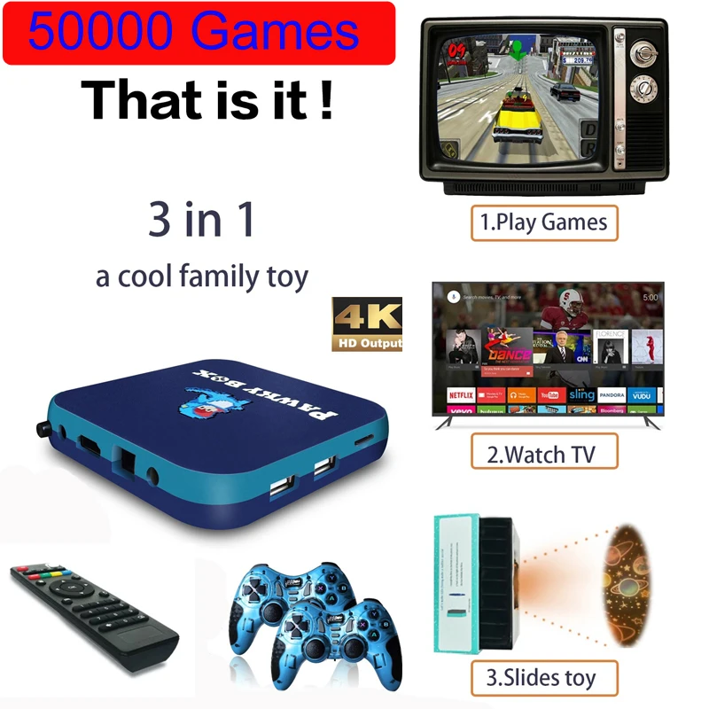 

Game Box 4K HD Consoles Mini Video Game Console And TV Box With 50000 Games For PS1 PSP N64 Built-in 50+ Emulators