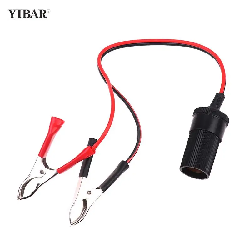 

1Pc Power Car Cigarette Lighter Female To Alligator Clip Extension Connector To Terminal Clip-on Battery Adapter Auto Socket
