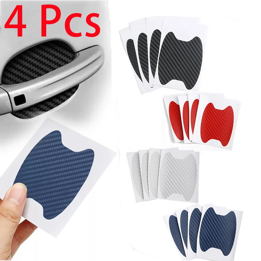 

4pcs/Set Carbon Fiber Texture Car Door Handle Cup Scratch Protective Stickers Exterior Waterproof Auto Door Bowl Sticker