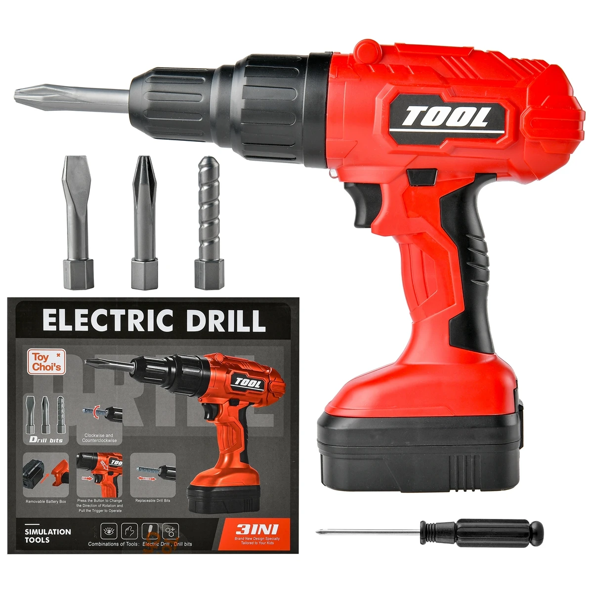 

Korea TOY CHOI'S Electric Drill Toy Kid Pretend Play Tool Outside Construction Toddler Outdoor Preschool Gardening Lawn Gift