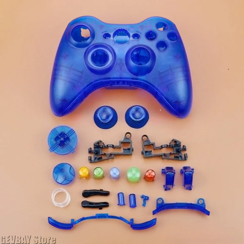 Фото Полный комплект корпуса для беспроводного контроллера XBOX 360 с кнопками, аналоговыми стиками и аксессуарами для бамперов. №3