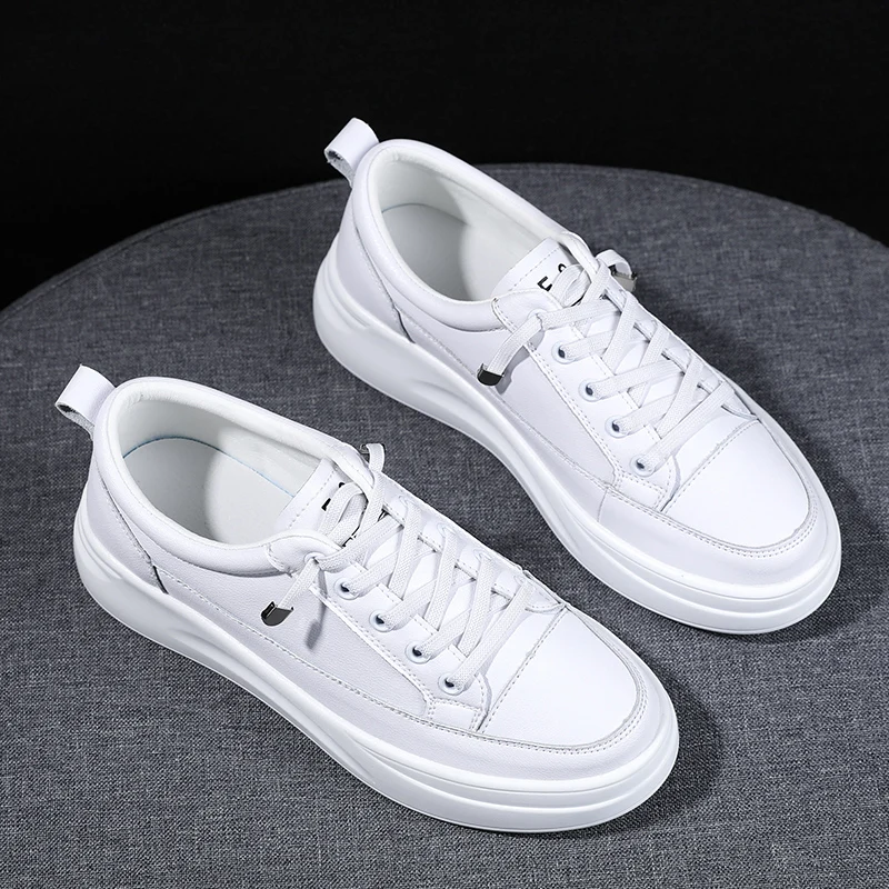 Big Size Women Sneakers Autumn Leather Light White Sneaker Female Platform Vulcanized Shoes Spring Casual Breathable Sports Shoe