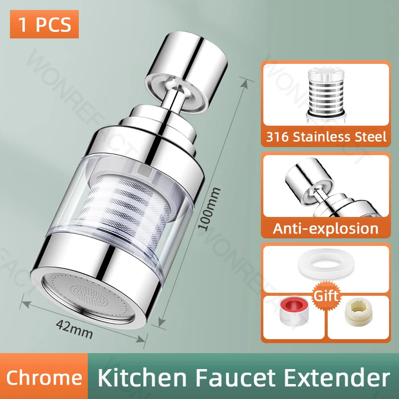 

Wonrefact Удлинитель смесителя 360° хром/черный/серый