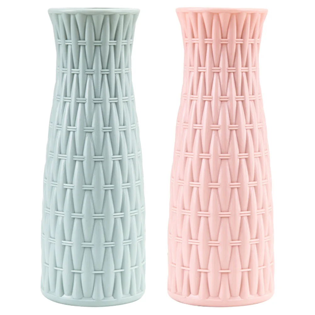 

2PCS Simulation Rattan Woven Flower Vase Decorative Vase Dried Flower Holder