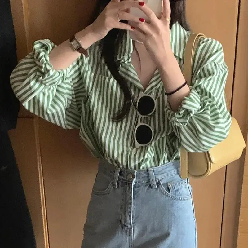 

Striped french style Casual blusas mujer de moda 2022 vetement femme blouses femme top mujer blouse xl 2022 new arrival