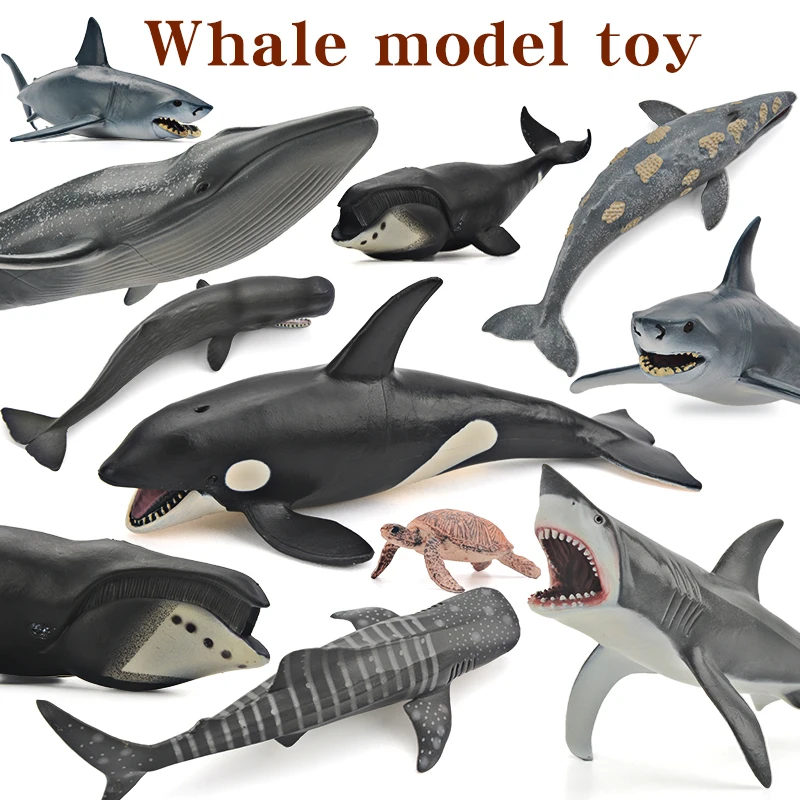 

Solid Simulation Ocean Animals Figurines Sea Megalodon Shark Whale Model Action Figures Education Toy For Kid Xmas Gift