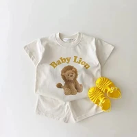 2022 summer new baby short sleeve clothes set bunny lion bear dinosaur print clothes outfits children t shirt shorts 2pcs suit