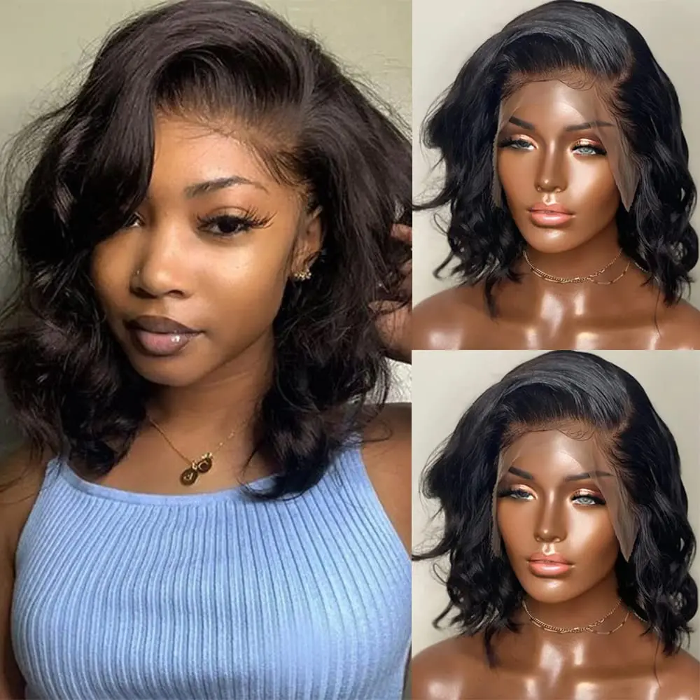 Persephone Body Wave Short Bob Wig Lace Front Human Hair Wigs for Black Women Pre Plucked Natural Brazilian Hair T Part Lace Wig