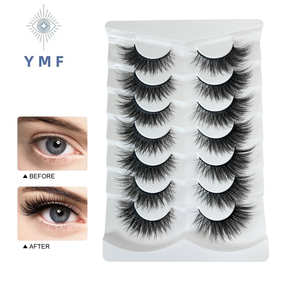 

7 Pairs False Eyelashes 6D Super Fluffy Wispy Faux Fiber Eyelashes Cat/Fox Eye Effect Dramatic Lashes Eyelash Extension Makeup