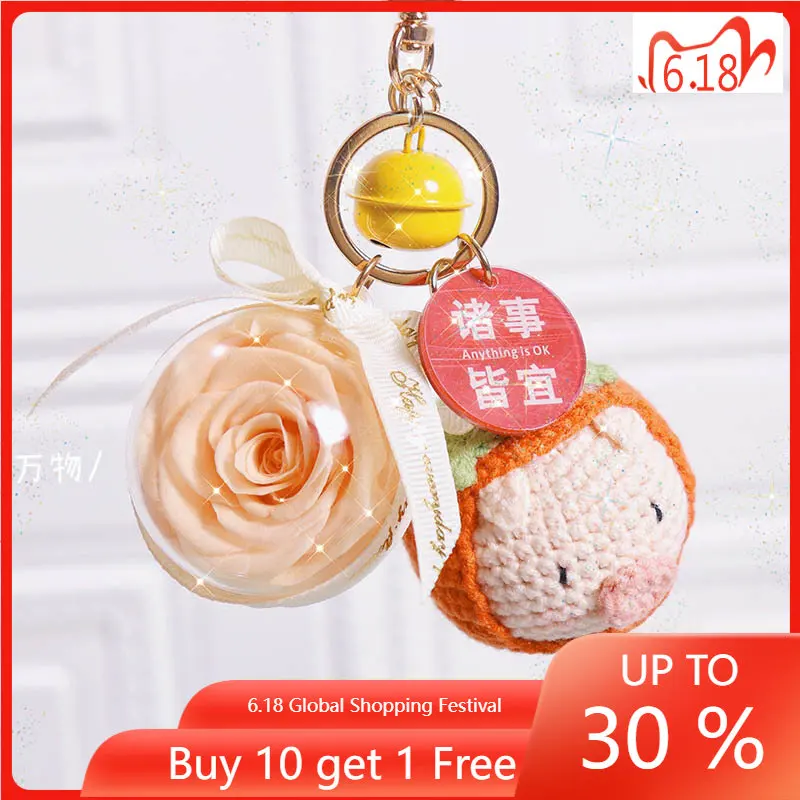 

Eternal Flower Pendant, Christmas Eve, Birthday Gift for Best Friend, Peace, Joy, Apple Keychain, Everything Goes Smoothly
