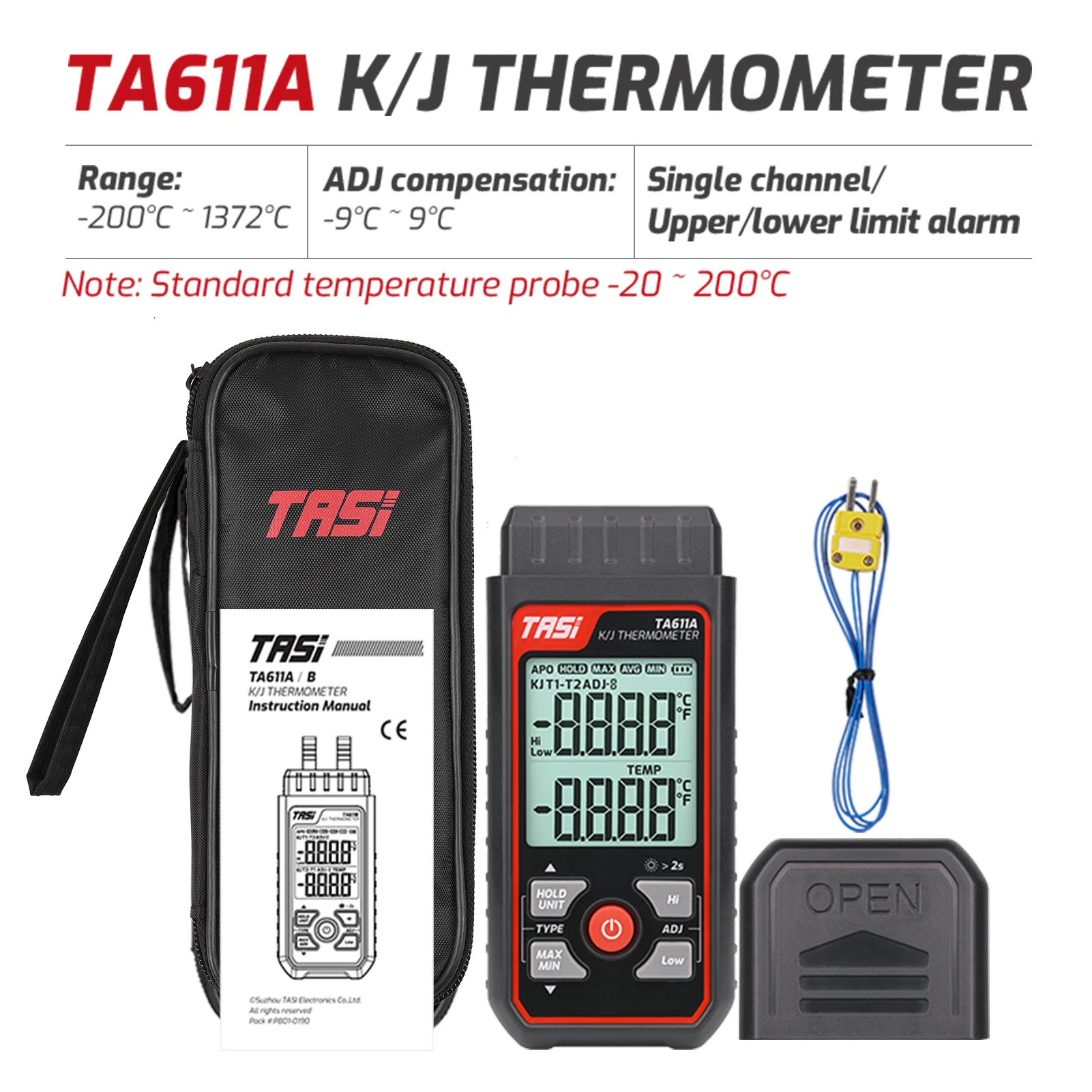 

Одноканальный термометр термопары типа K/J, ручной цифровой контактный термометр от 0 до 60 ℃, диапазон температур окружающей среды