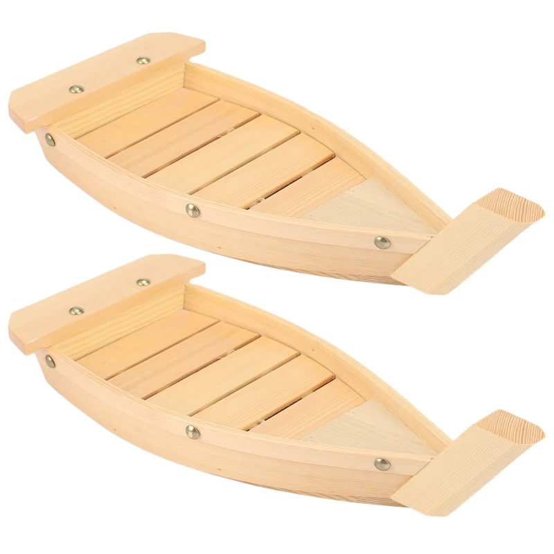 

2X 42X17X7.5Cm Japanese Cuisine Sushi Boats Sushi Tools Wood Handmade Simple Ship Sashimi Assorted Cold Dishes Bar