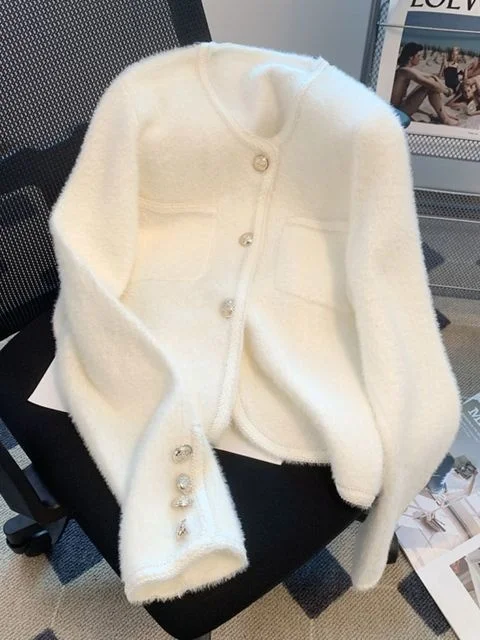 

Hot sale Women Elegant Autumn Winter Knitted England Style Cardigan Sweater Coat Female Fashion Outerwear Solid Lady 2023 new