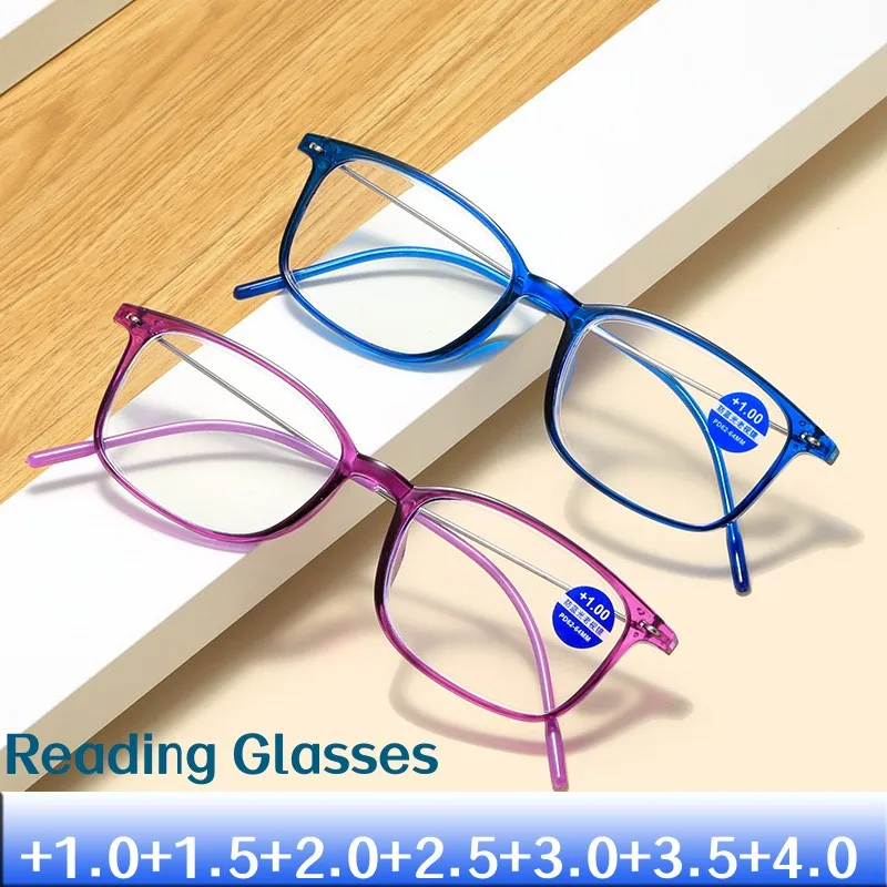 

Ultralight Square Frame Reading Glasses Men Women Flexible TR90 Frame Presbyopia Eyeglasses Unisex Vintage Diopter Eyewear