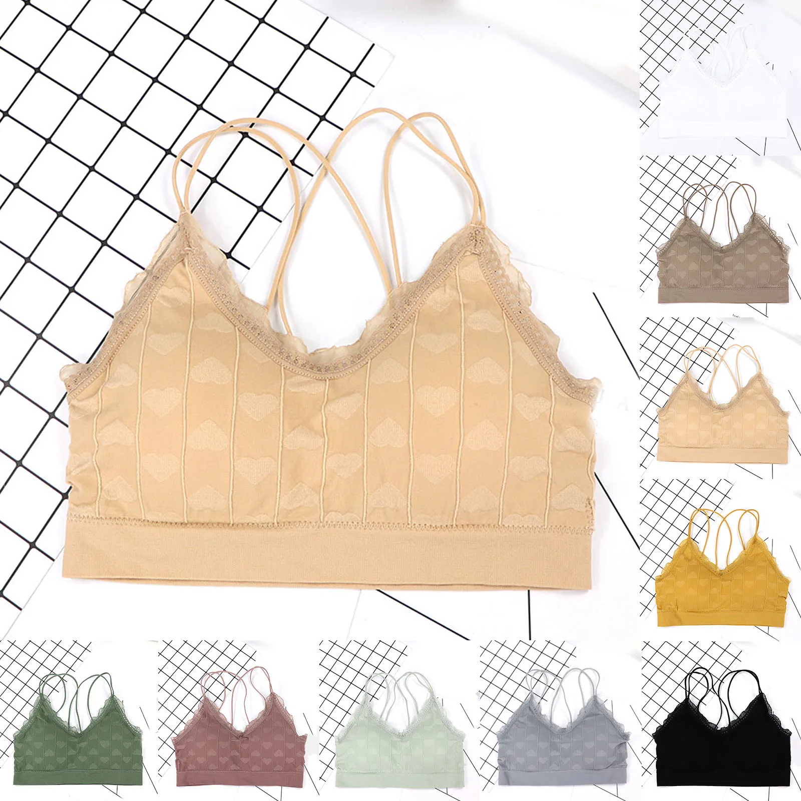 

Женский хлопковый бюстгальтер, привлекательный кружевной топ-труба, Модный корейский бюстгальтер пуш-ап с мягкими чашечками и перекрестны...