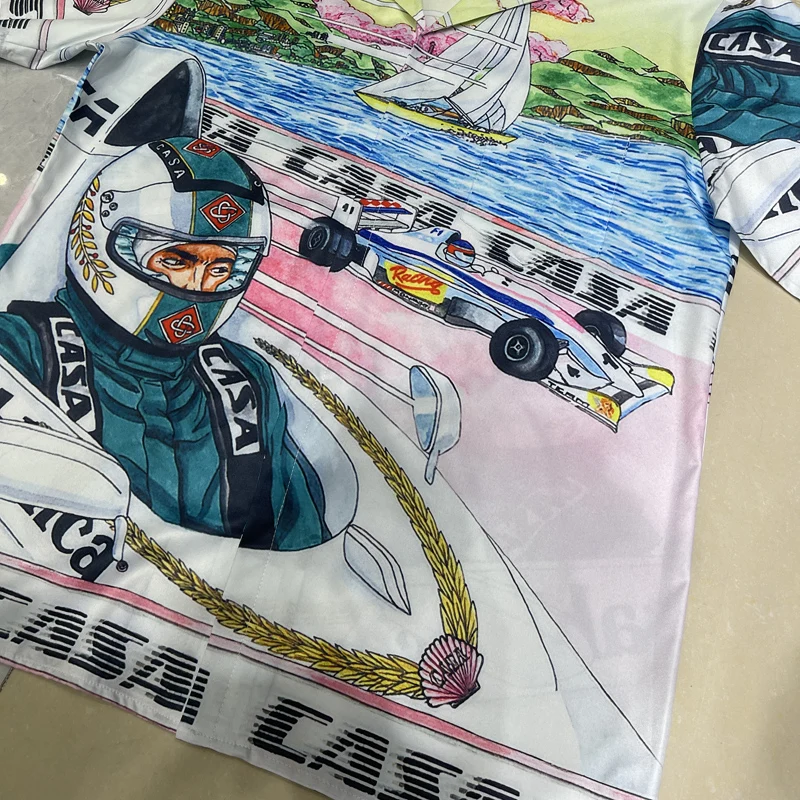 Thin Fabric CASABLANCA TENNS CLUB Short Shirt Shorts Set Summer Men Women High Quality Casual Hawaii Beach Suit