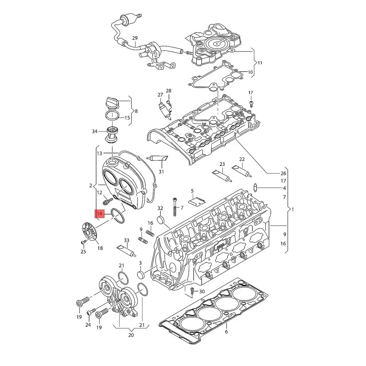 Для VW Golf Passat Tiguan Touareg Polo Audi A3 A4 A5 A6 A8 Q3 Q5 06K103583 X2 крышка цепи синхронизации