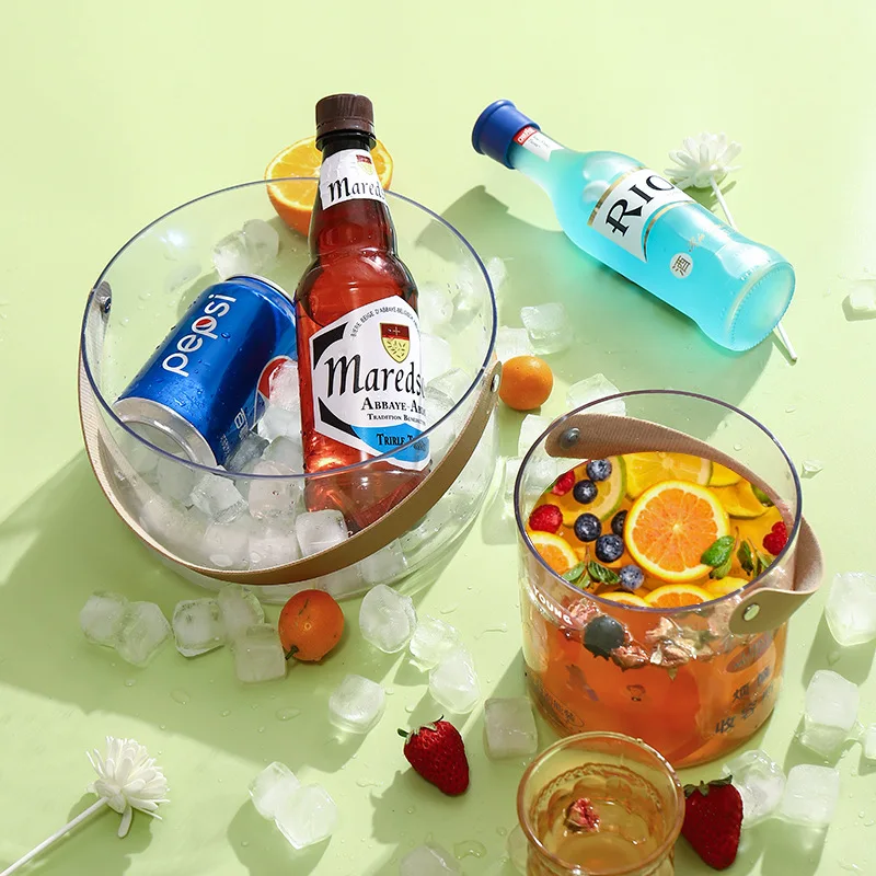 

Ведро для льда для кемпинга, прозрачная пластиковая портативная корзина для фруктов, креативная корзина для льда, шампанского