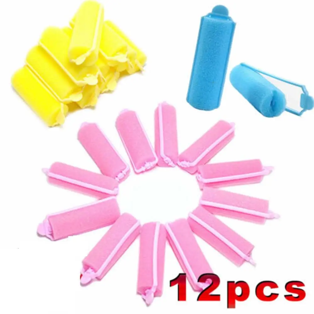 

12 шт./компл. розовые мягкие губчатые ролики для завивки волос с подушкой из пены, бигуди для салона, парикмахерский набор «сделай сам» для за...