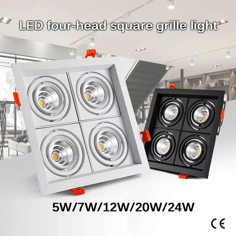 

NEARCAM led downlight rotating four-head square spotlight embedded grille light embedded ceiling light panel light aisle light