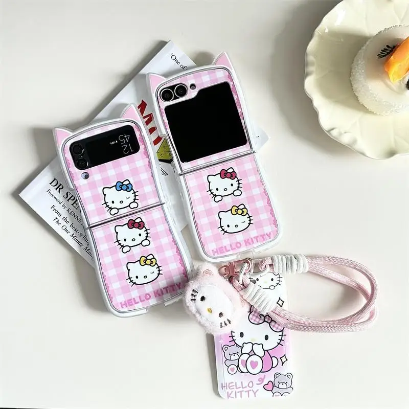 Новый милый мультяшный чехол Sanrio Hello Kitty подходит для Galaxy Zflip5/6 Zflip3/4 простой