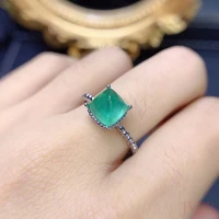 100 free shipping 925 sterling silver gemstone mens natural emerald ring 7x7mm