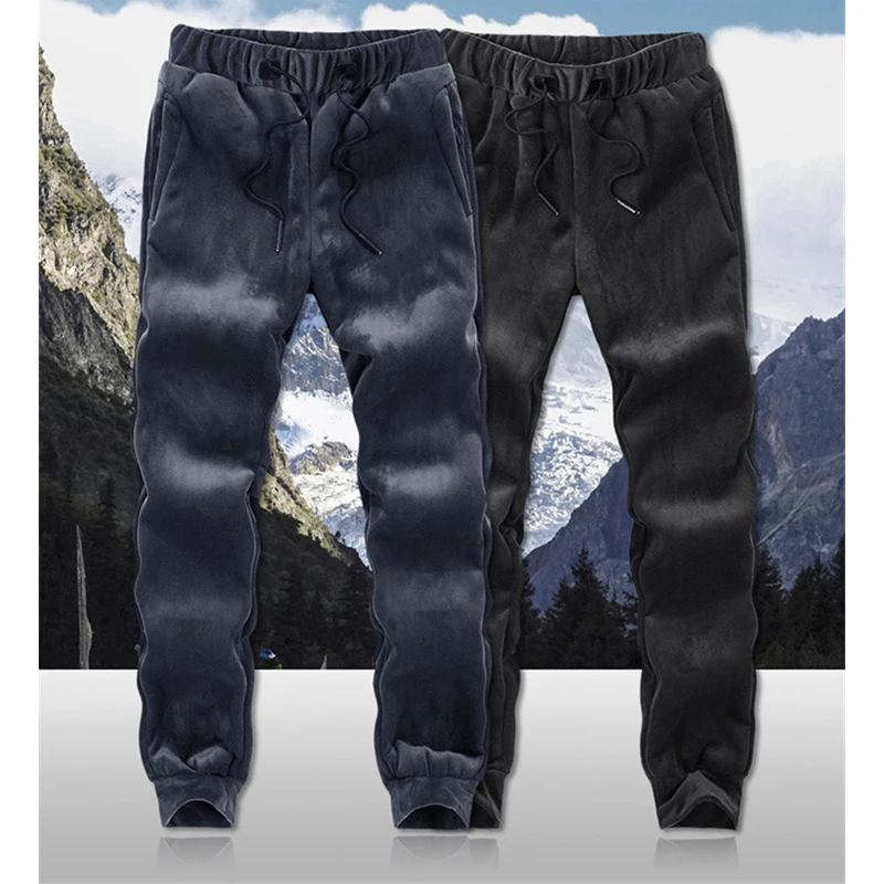 Men Oversized Plus size Winter Softshell Fleece Outdoor Pants Trekking Fish Camp Climb Hiking Ski Warm Travel Trousers